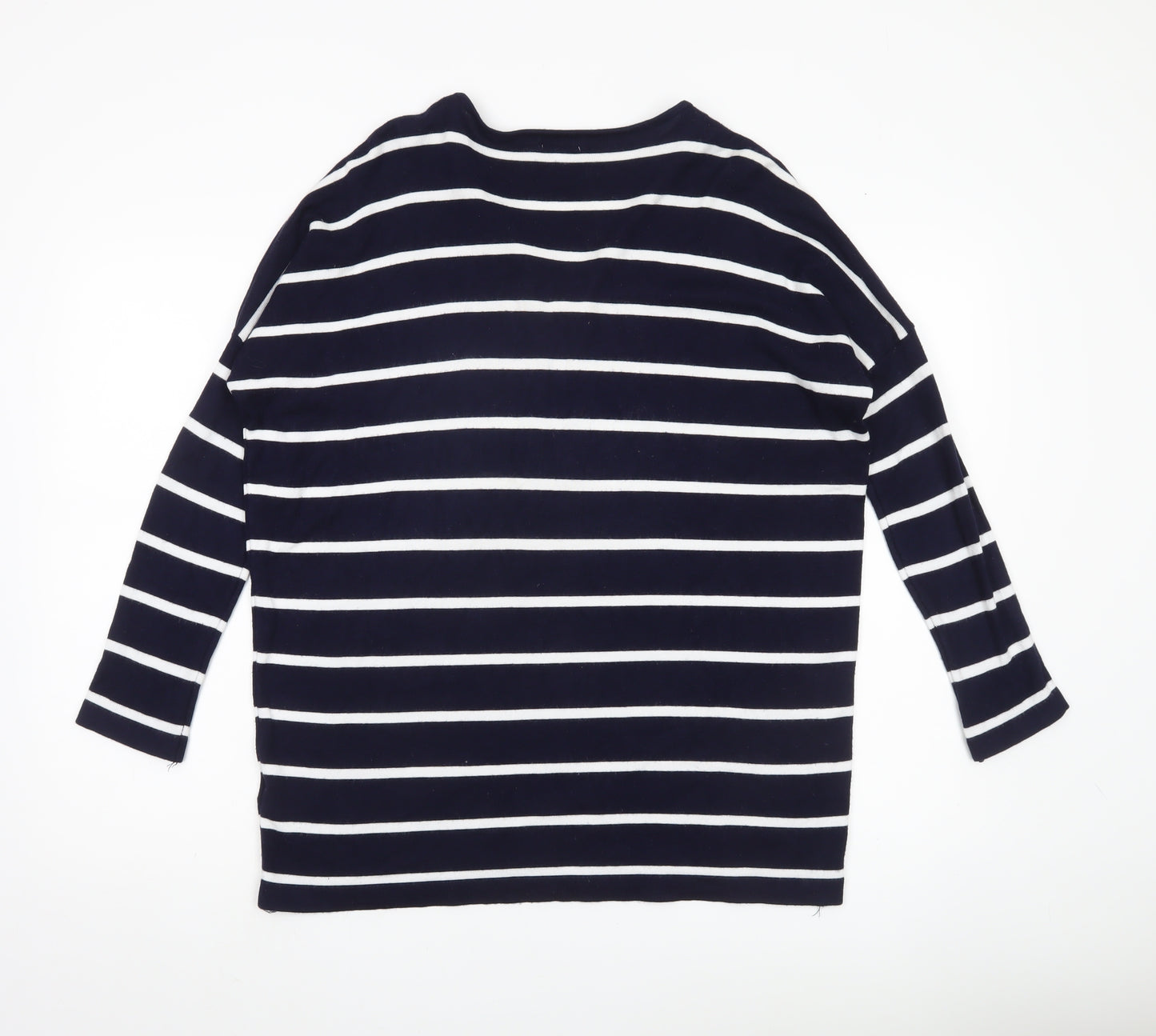 Blue Vanilla Womens Blue Striped Zip V-Neck Jumper Size S