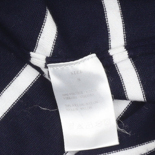Blue Vanilla Womens Blue Striped Zip V-Neck Jumper Size S