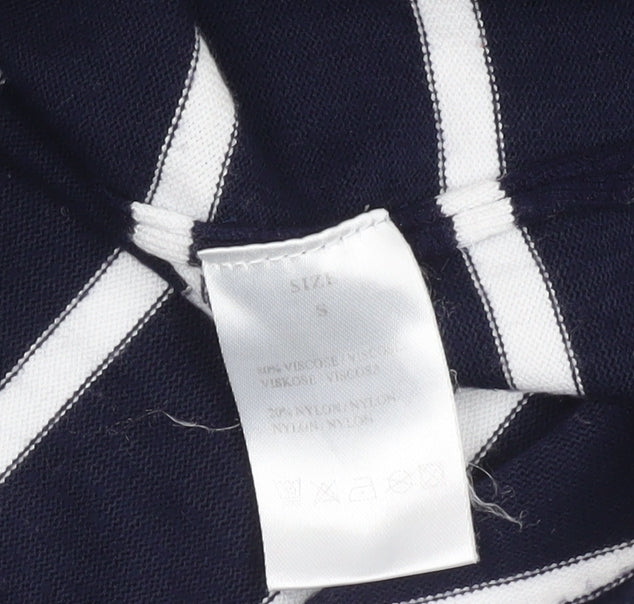 Blue Vanilla Womens Blue Striped Zip V-Neck Jumper Size S