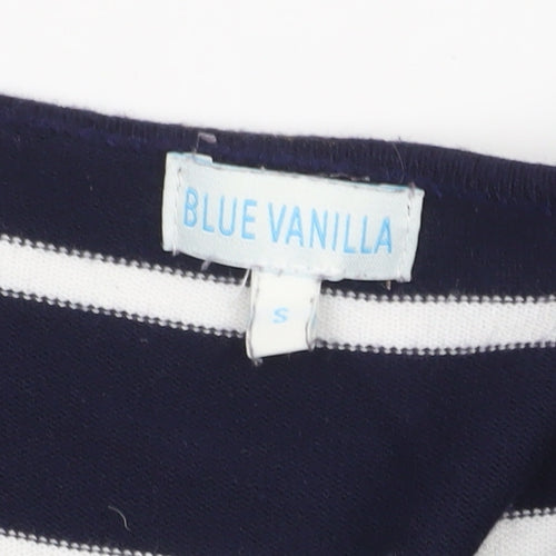 Blue Vanilla Womens Blue Striped Zip V-Neck Jumper Size S