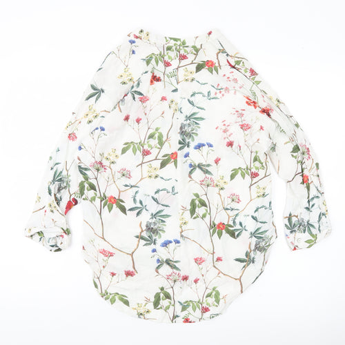 Zara Woman Floral Viscose Blouse XS Multicoloured Long Sleeve