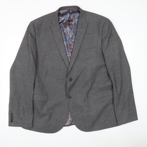Next Men’s Grey Blazer XL 48in Chest Regular Fit Two-Button Jacket