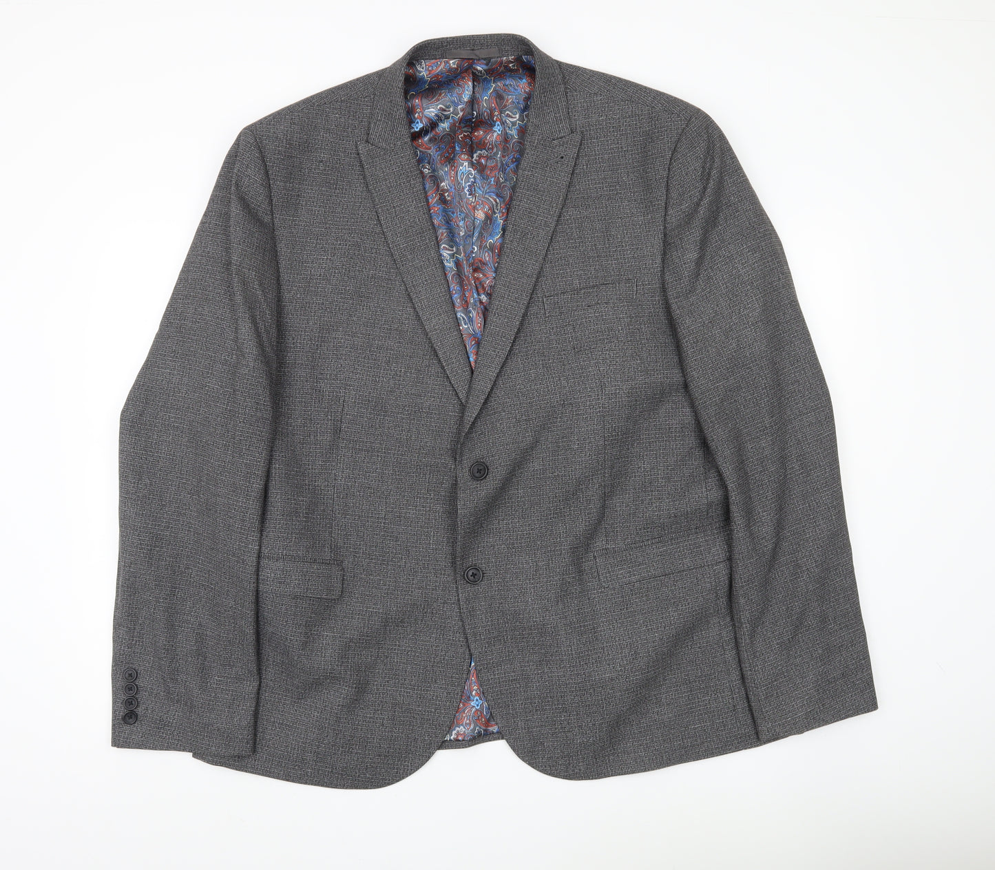 Next Men’s Grey Blazer XL 48in Chest Regular Fit Two-Button Jacket