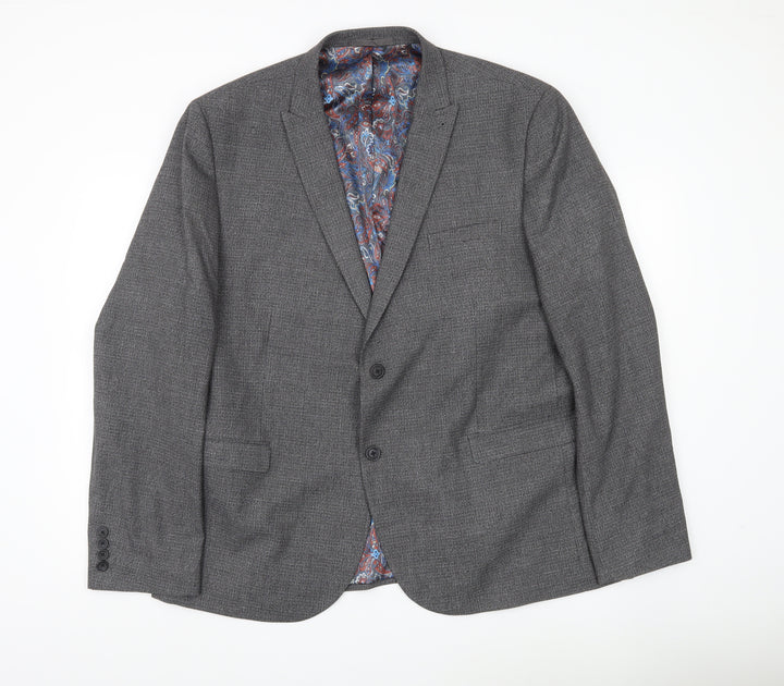 Next Men’s Grey Blazer XL 48in Chest Regular Fit Two-Button Jacket