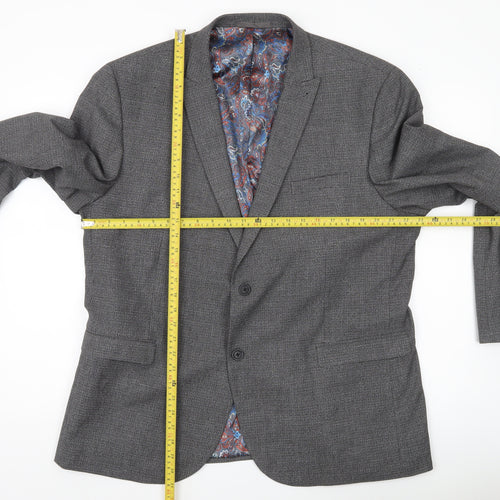 Next Men’s Grey Blazer XL 48in Chest Regular Fit Two-Button Jacket