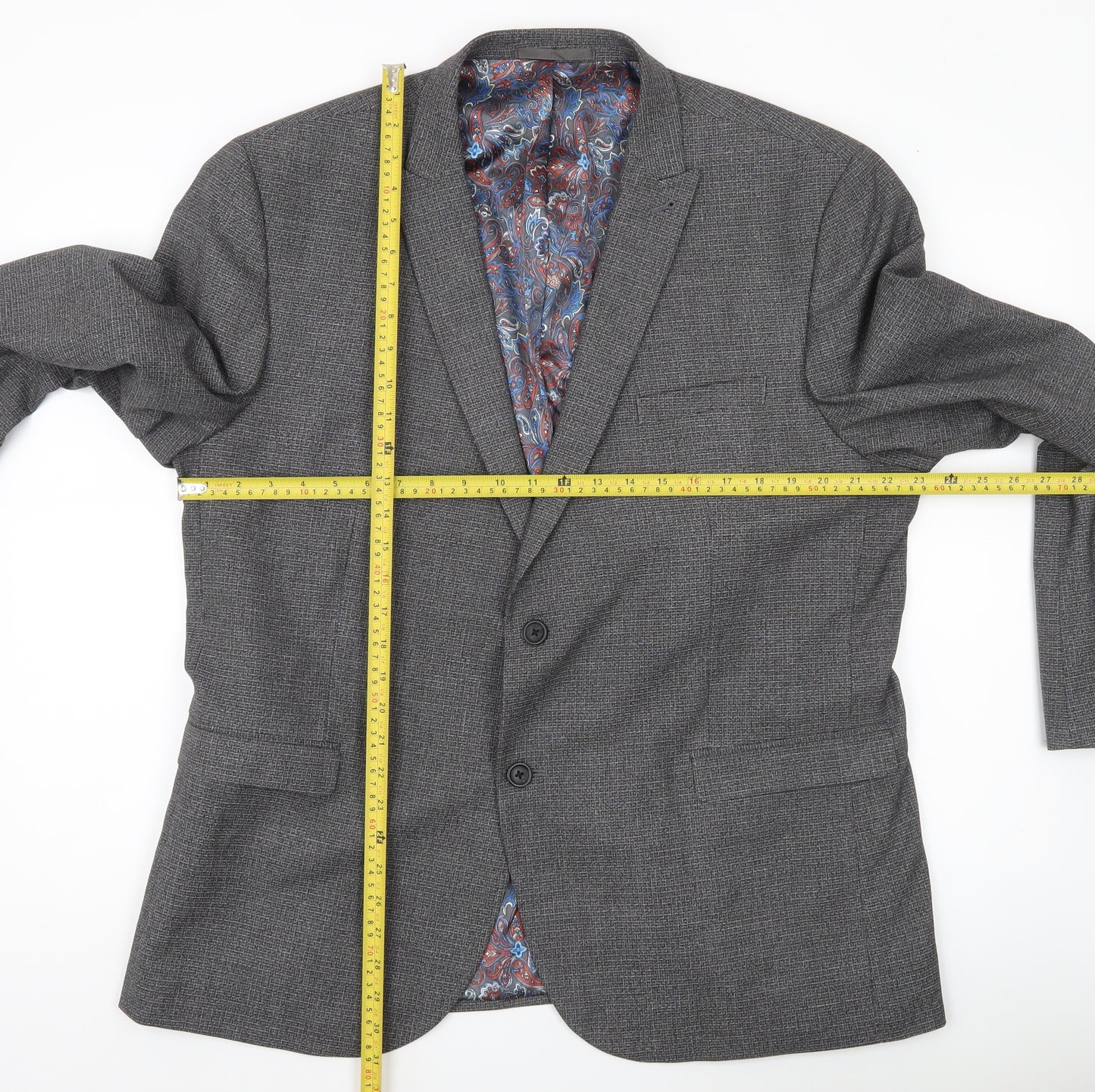 Next Men’s Grey Blazer XL 48in Chest Regular Fit Two-Button Jacket