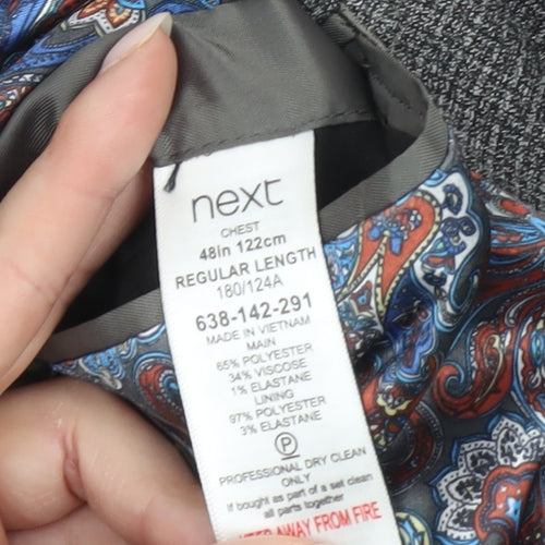 Next Men’s Grey Blazer XL 48in Chest Regular Fit Two-Button Jacket