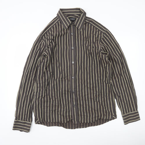 Marks & Spencer Autograph Men's Brown Striped Long Sleeve Shirt M