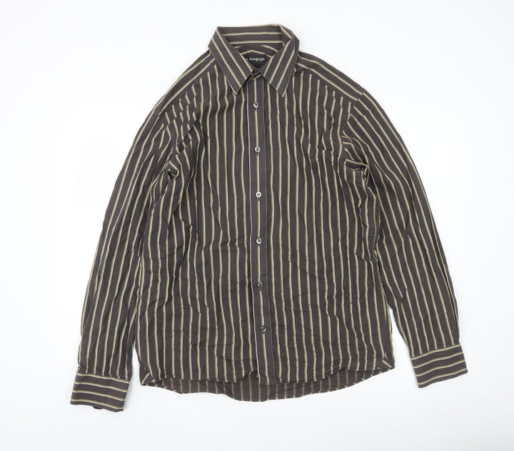 Marks & Spencer Autograph Men's Brown Striped Long Sleeve Shirt M