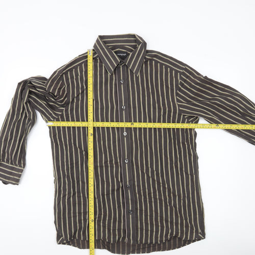 Marks & Spencer Autograph Men's Brown Striped Long Sleeve Shirt M