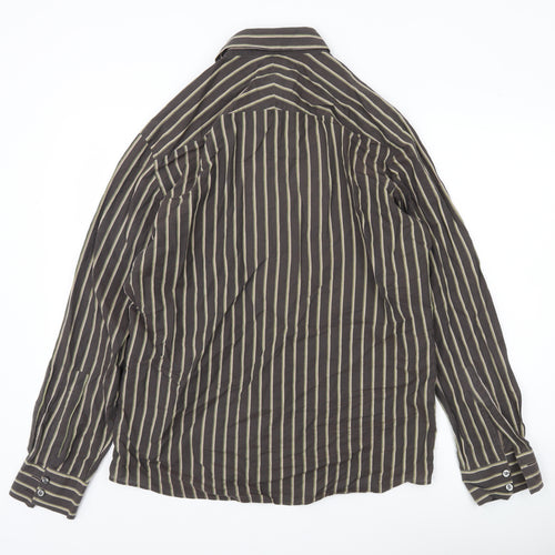 Marks & Spencer Autograph Men's Brown Striped Long Sleeve Shirt M
