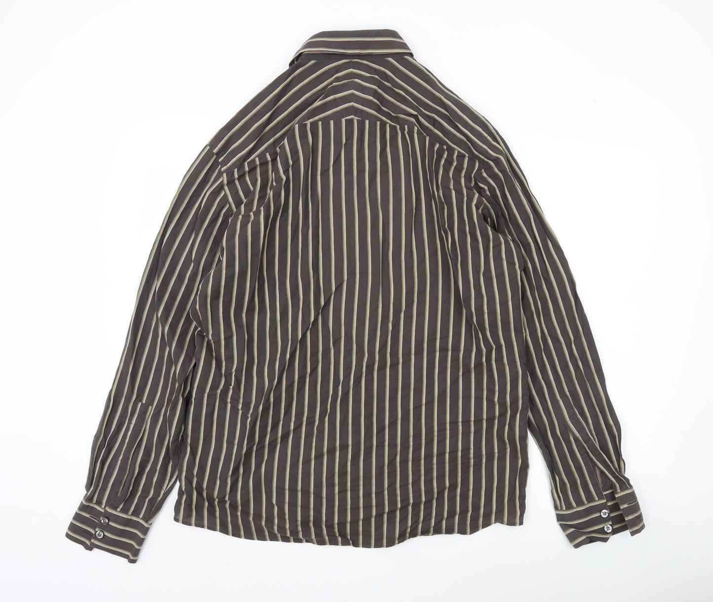 Marks & Spencer Autograph Men's Brown Striped Long Sleeve Shirt M