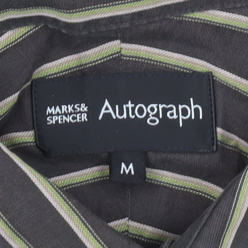 Marks & Spencer Autograph Men's Brown Striped Long Sleeve Shirt M