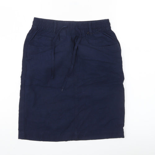 Marks and Spencer Women’s Blue Knee Length Linen Viscose Skirt Size 6