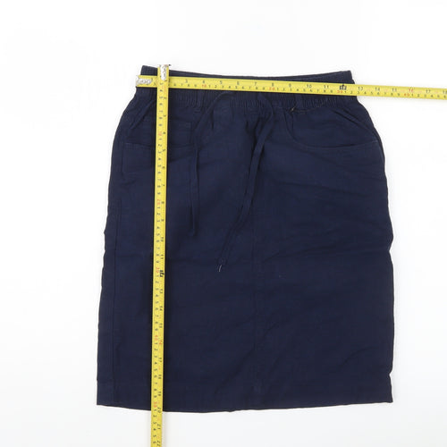 Marks and Spencer Women’s Blue Knee Length Linen Viscose Skirt Size 6