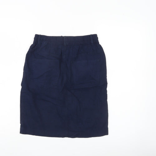Marks and Spencer Women’s Blue Knee Length Linen Viscose Skirt Size 6