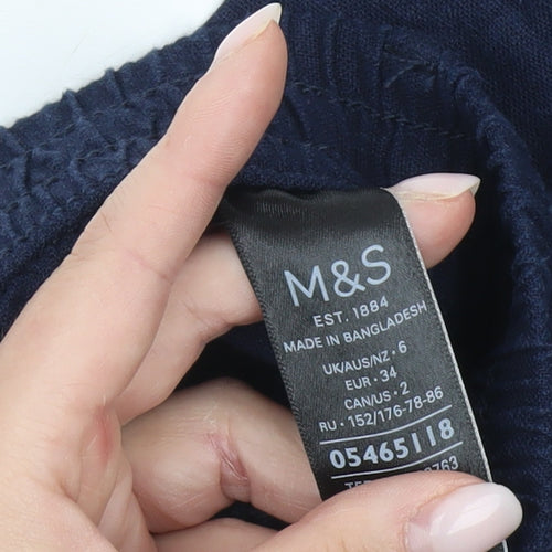 Marks and Spencer Women’s Blue Knee Length Linen Viscose Skirt Size 6