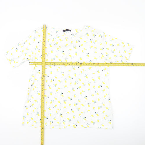 Marks & Spencer Womens White Lemon Print Cotton T-Shirt UK 20