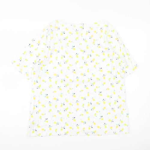 Marks & Spencer Womens White Lemon Print Cotton T-Shirt UK 20