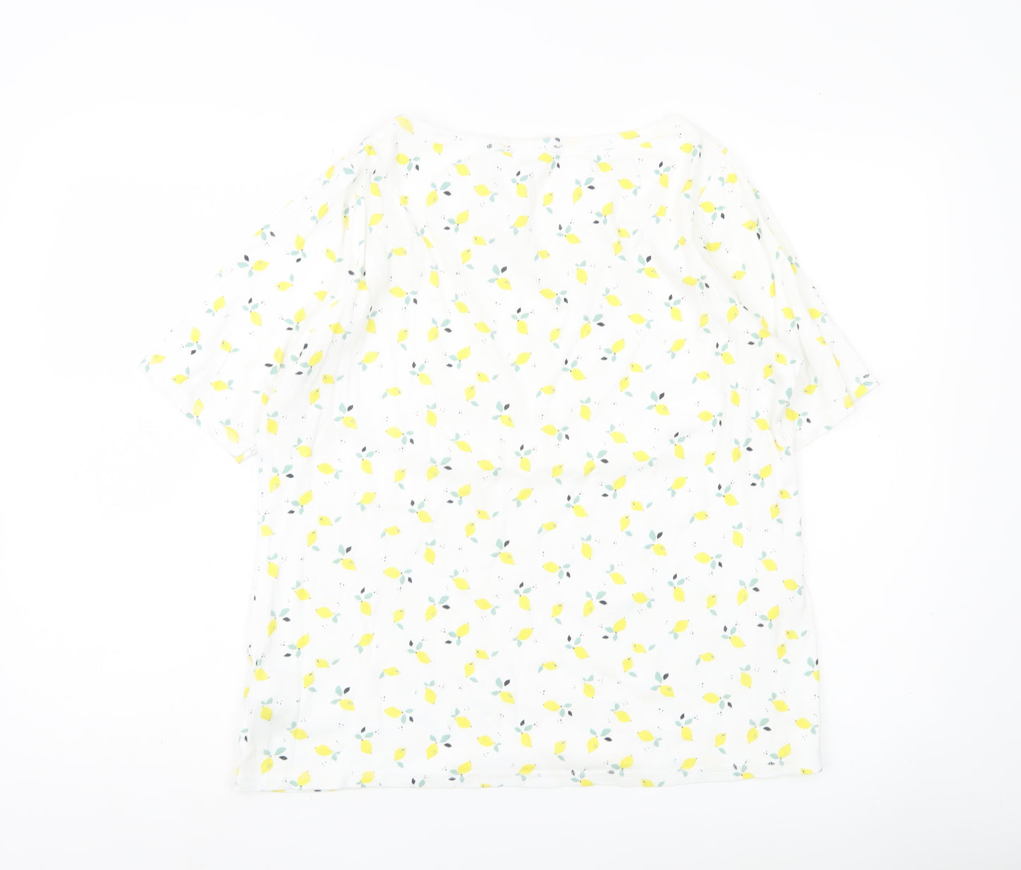 Marks & Spencer Womens White Lemon Print Cotton T-Shirt UK 20