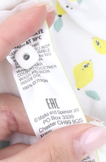 Marks & Spencer Womens White Lemon Print Cotton T-Shirt UK 20