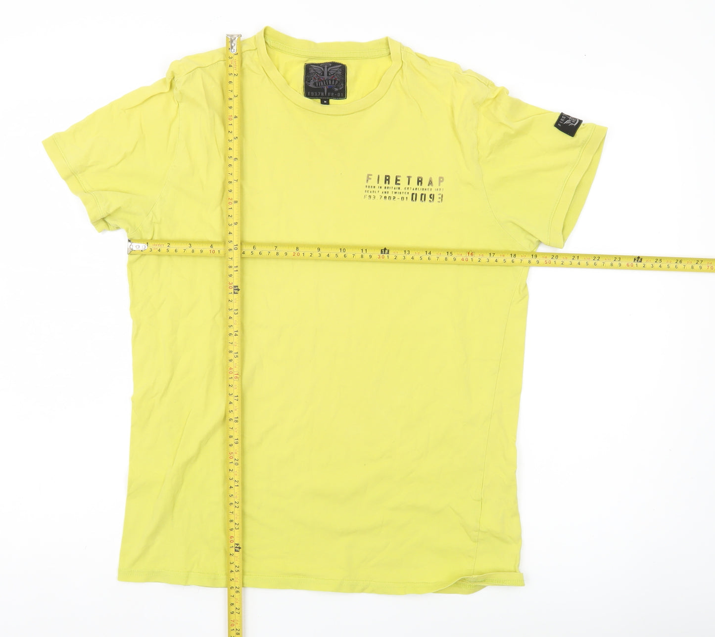 Firetrap Men's Yellow Cotton Crew Neck Short Sleeve T-Shirt Size M
