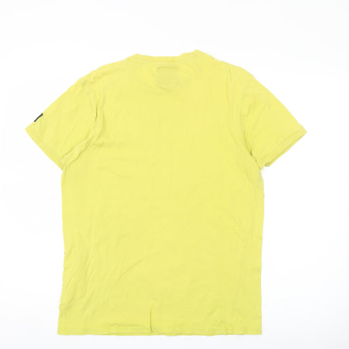 Firetrap Men's Yellow Cotton Crew Neck Short Sleeve T-Shirt Size M