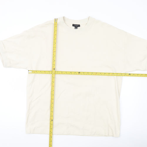 New Look Men Ivory Cotton Blend Crew Neck Short Sleeve T-Shirt M