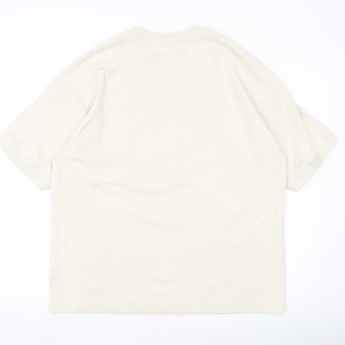 New Look Men Ivory Cotton Blend Crew Neck Short Sleeve T-Shirt M