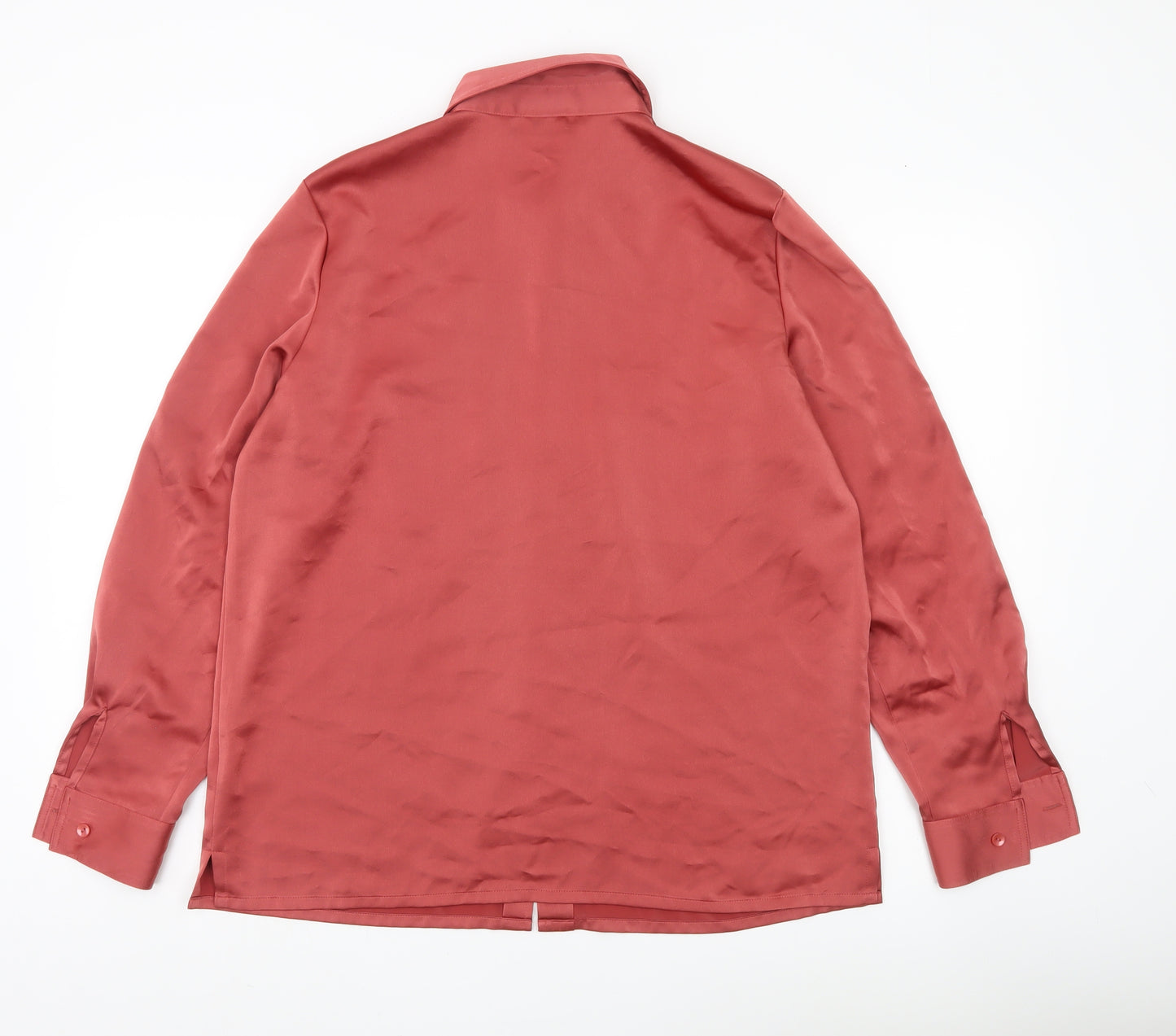 Viyella Women’s Red Satin Polyester Button-Up Shirt UK 14