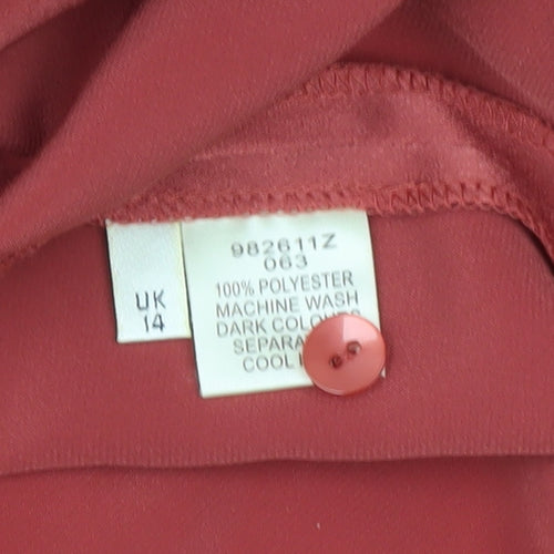 Viyella Women’s Red Satin Polyester Button-Up Shirt UK 14