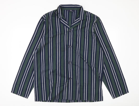 Marks and Spencer Men's Blue Striped Pyjama Top M Long Sleeve