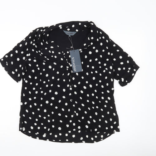 Sosandar Women's Black Polka Dot Button-Up Blouse Size 14