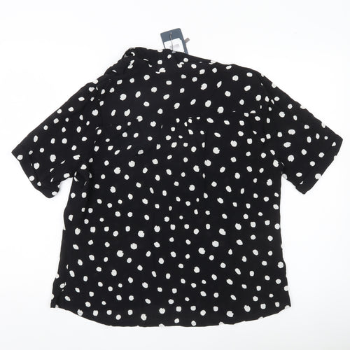 Sosandar Women's Black Polka Dot Button-Up Blouse Size 14