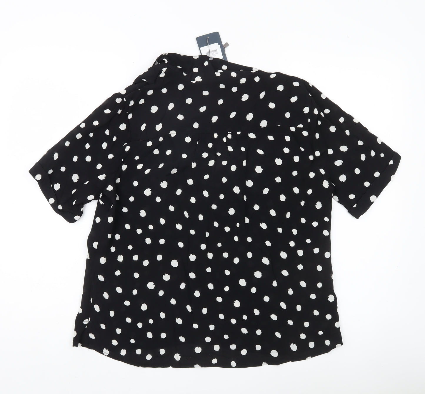 Sosandar Women's Black Polka Dot Button-Up Blouse Size 14
