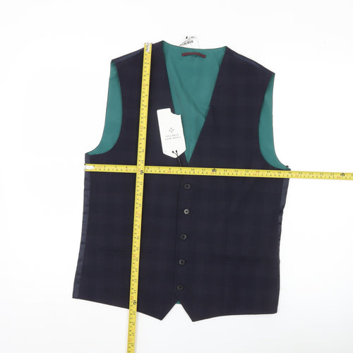 Next Men’s Blue Checked Waistcoat 38in Chest Regular Fit