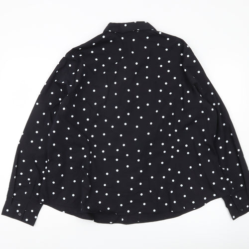 Marks and Spencer Women Black Polka Dot Button-Up Shirt Size 24