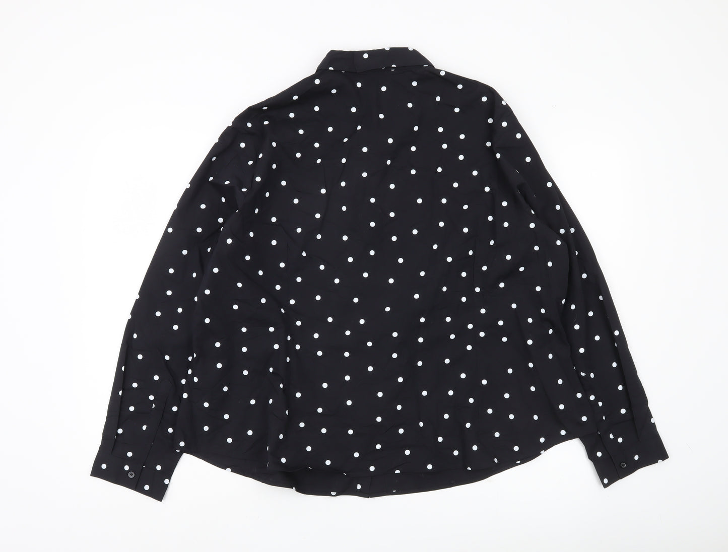 Marks and Spencer Women Black Polka Dot Button-Up Shirt Size 24