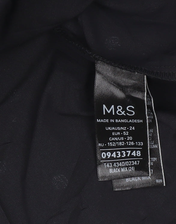 Marks and Spencer Women Black Polka Dot Button-Up Shirt Size 24
