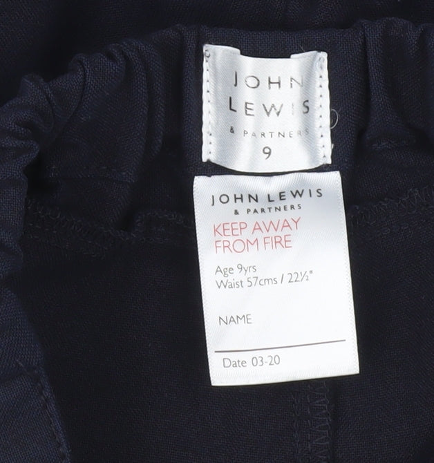 John Lewis Boys Black School Dress Trousers Age 9 Years Regular Fit