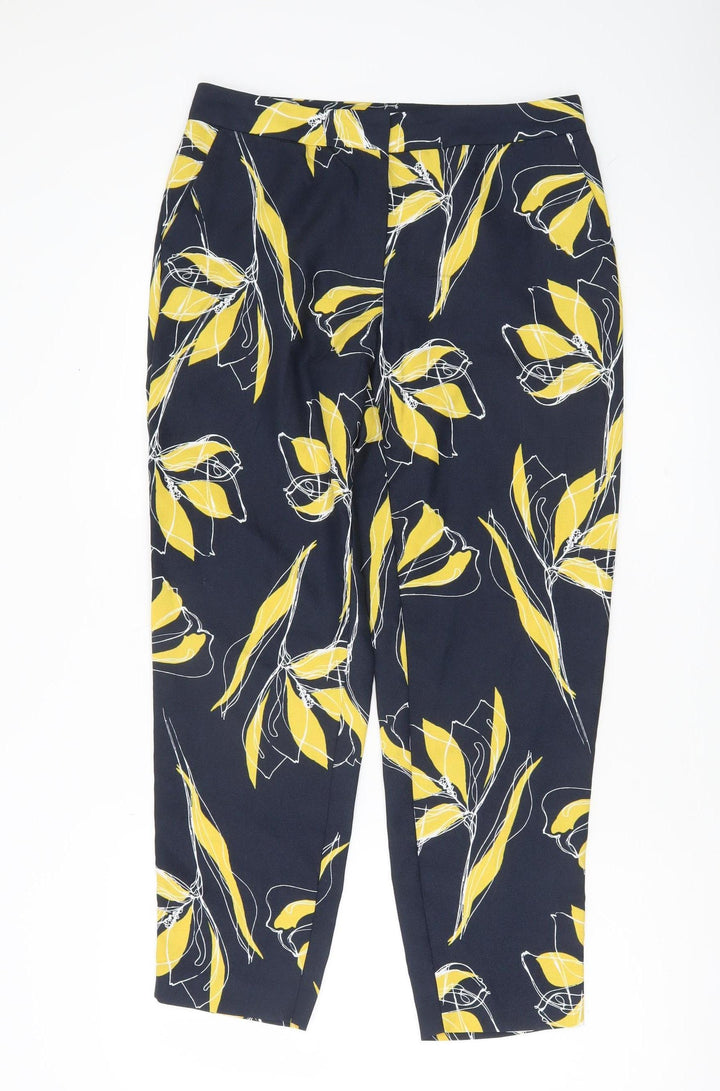 Marks and Spencer Womens Blue Floral Cropped Trousers Size 10