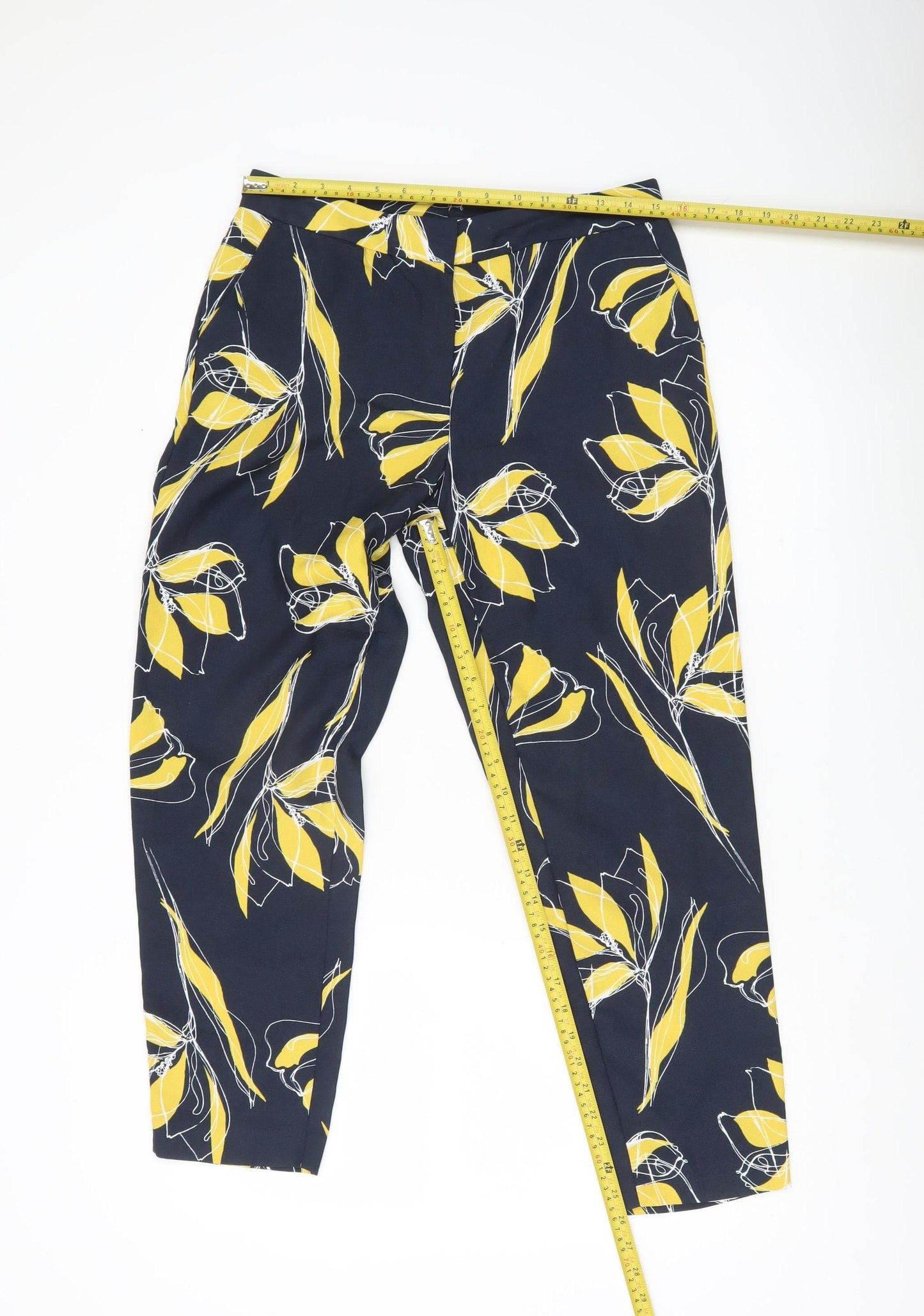 Marks and Spencer Womens Blue Floral Cropped Trousers Size 10