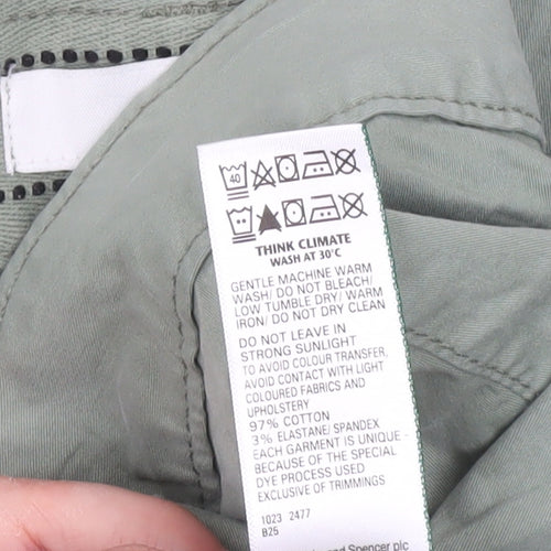 Marks and Spencer Womens Green Size 22 Regular Fit Chino Trousers