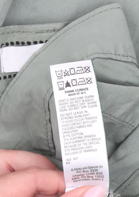 Marks and Spencer Womens Green Size 22 Regular Fit Chino Trousers