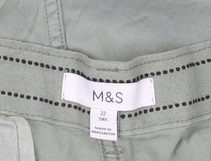 Marks and Spencer Womens Green Size 22 Regular Fit Chino Trousers