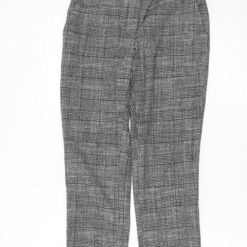 H&M Women’s Grey Check Trousers Size 10 Regular Stretch Workwear