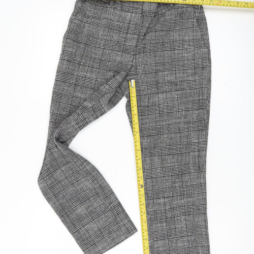H&M Women’s Grey Check Trousers Size 10 Regular Stretch Workwear