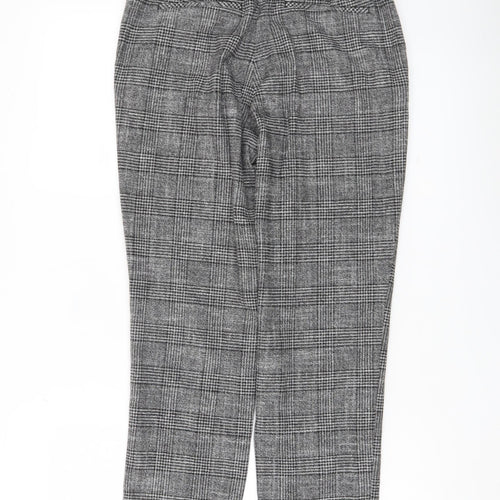 H&M Women’s Grey Check Trousers Size 10 Regular Stretch Workwear