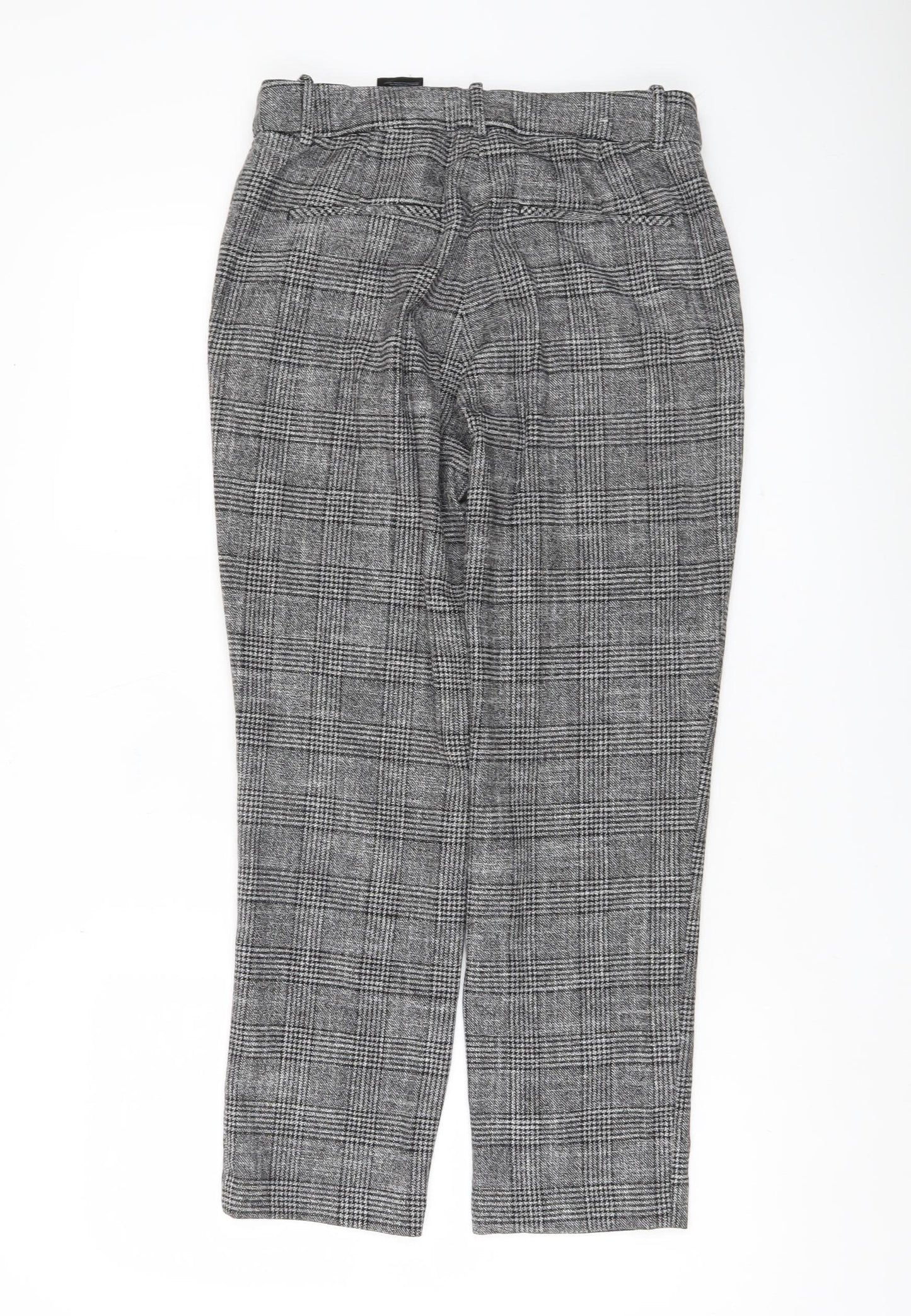 H&M Women’s Grey Check Trousers Size 10 Regular Stretch Workwear