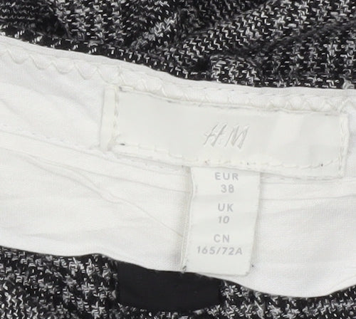 H&M Women’s Grey Check Trousers Size 10 Regular Stretch Workwear